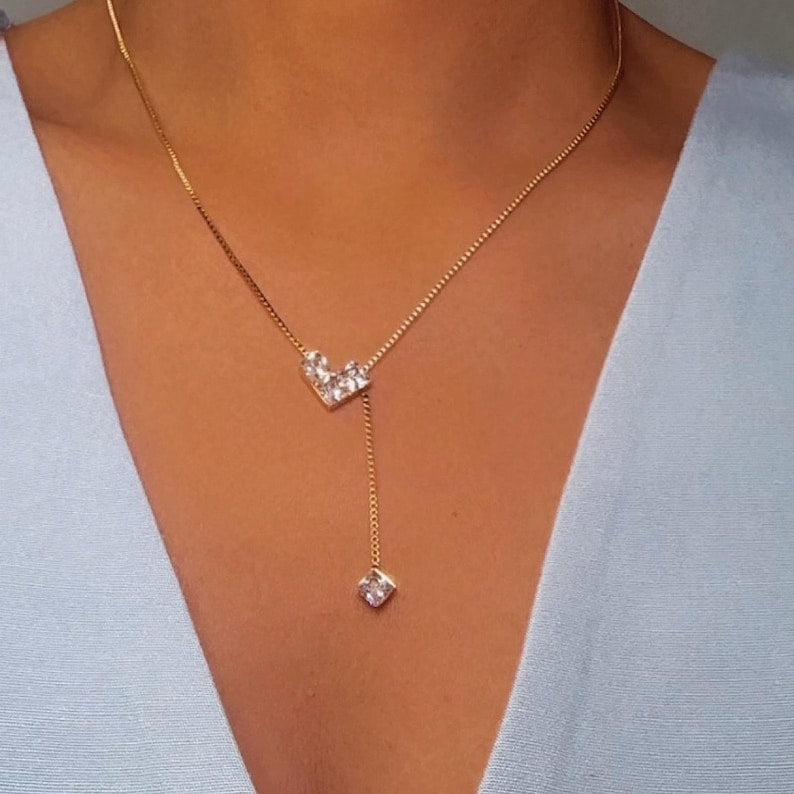 Gold Anti Tarnish Cubic Heart AD Stone Neckpiece